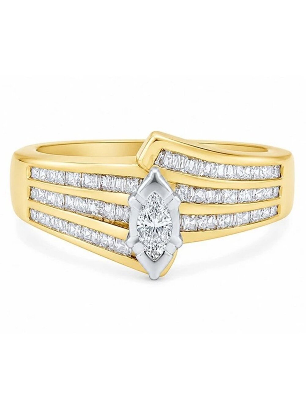 Genuine 1.63 Cts Engagement Diamonds 10k Gold Ring
